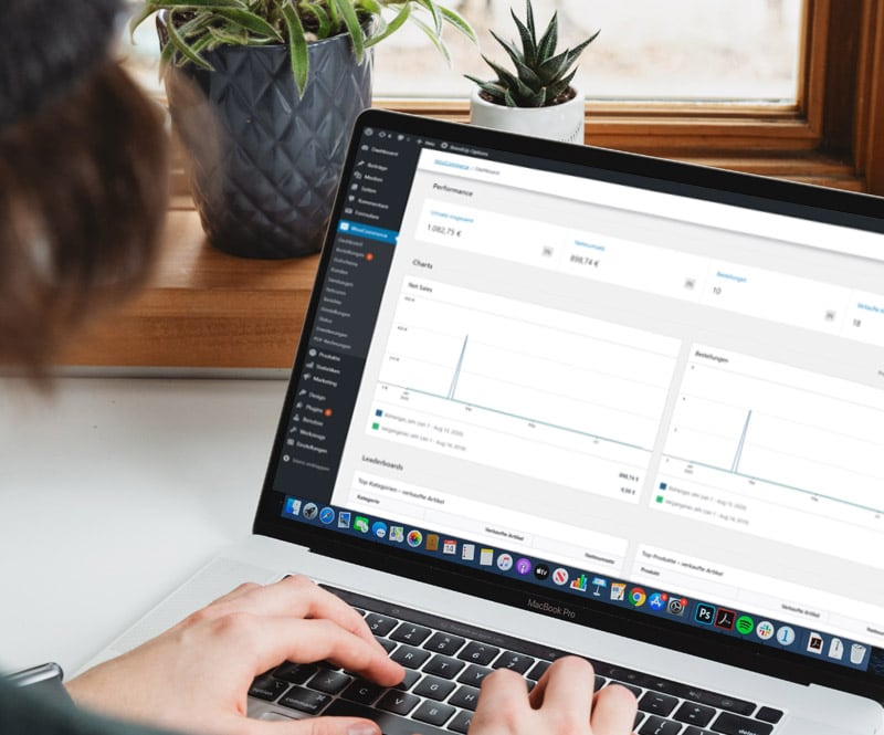 WordPress Umsätze auf dem Laptop